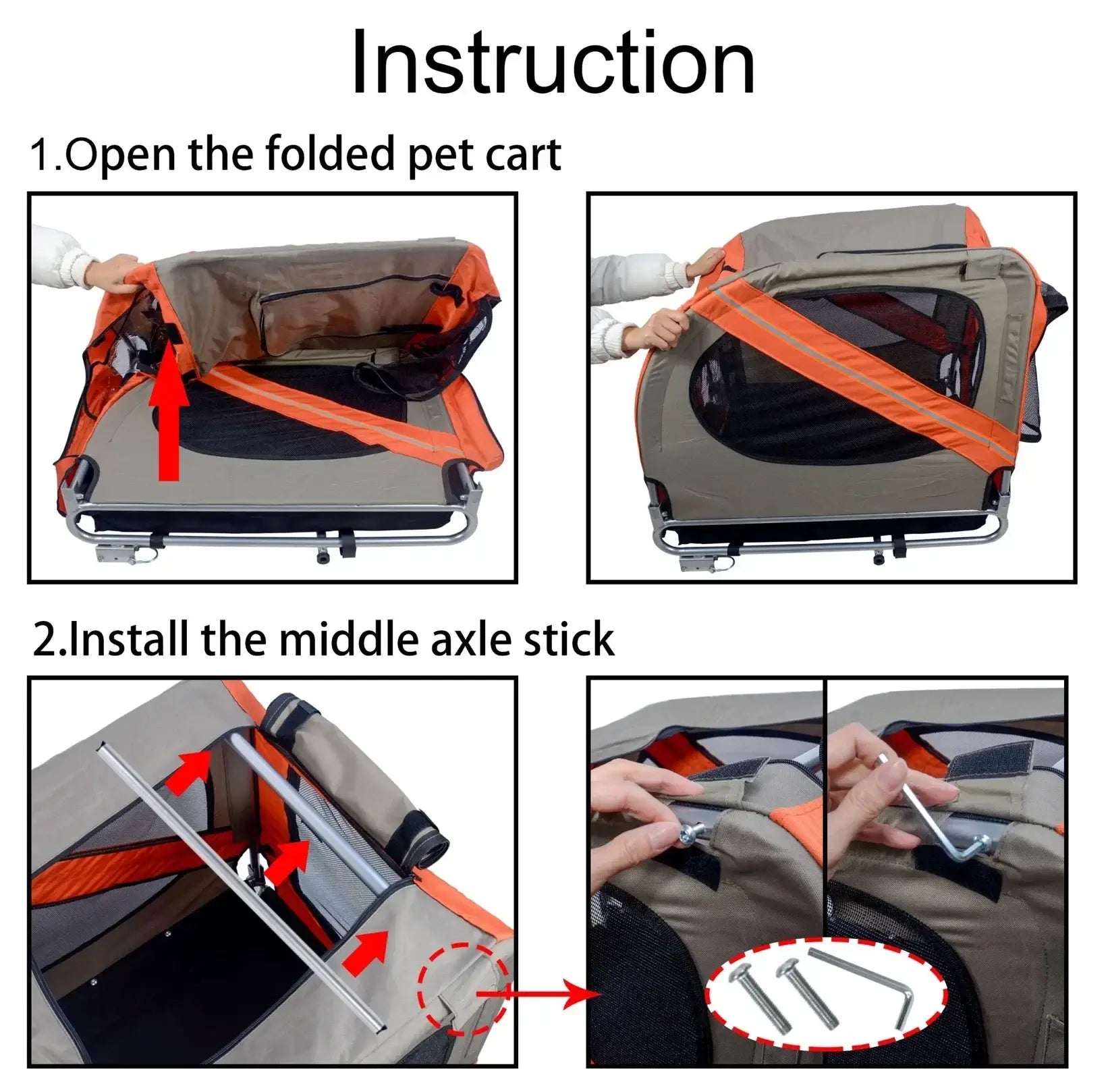 Outdoor Dog Carriers Small Trailer Portable Folding Storage Small Medium Dogs Travel Bicycle Trailer Dog Supplies Pet Products assembly instructions