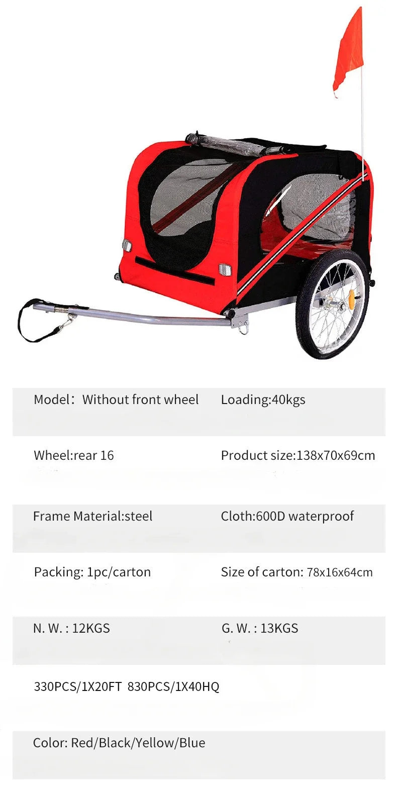 Outdoor Dog Carriers Small Trailer Portable Folding Storage Small Medium Dogs Travel Bicycle Trailer Dog Supplies Pet Products