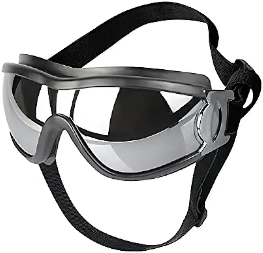 dog sunglasses for large dogs, black adjustable anti-UV pet goggles with ultrahard PC lenses