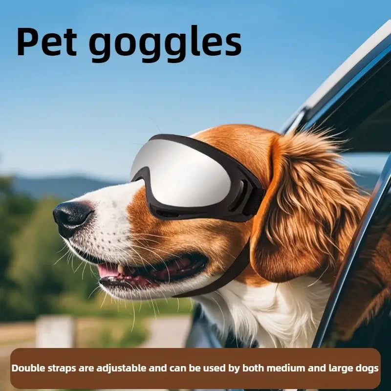dog sunglasses for medium and large dogs, adjustable double straps, UV eye protection pet goggles