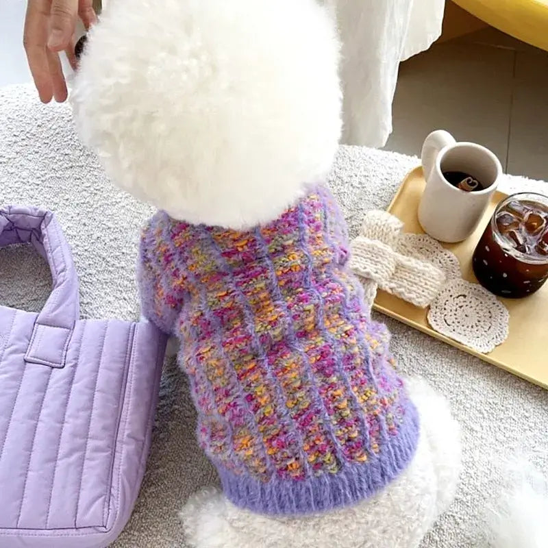Pet Dog Sweaters for Small Dogs Winter Warm Dog Clothes Fashion Puppy Cardigan Sweater Cute Solid Cat Knitted Coat Pet Costumes