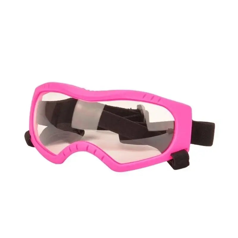 Pink dog sunglasses with windproof clear lens, plastic frame, adjustable strap, outdoor eye protection for sports, China Mainland