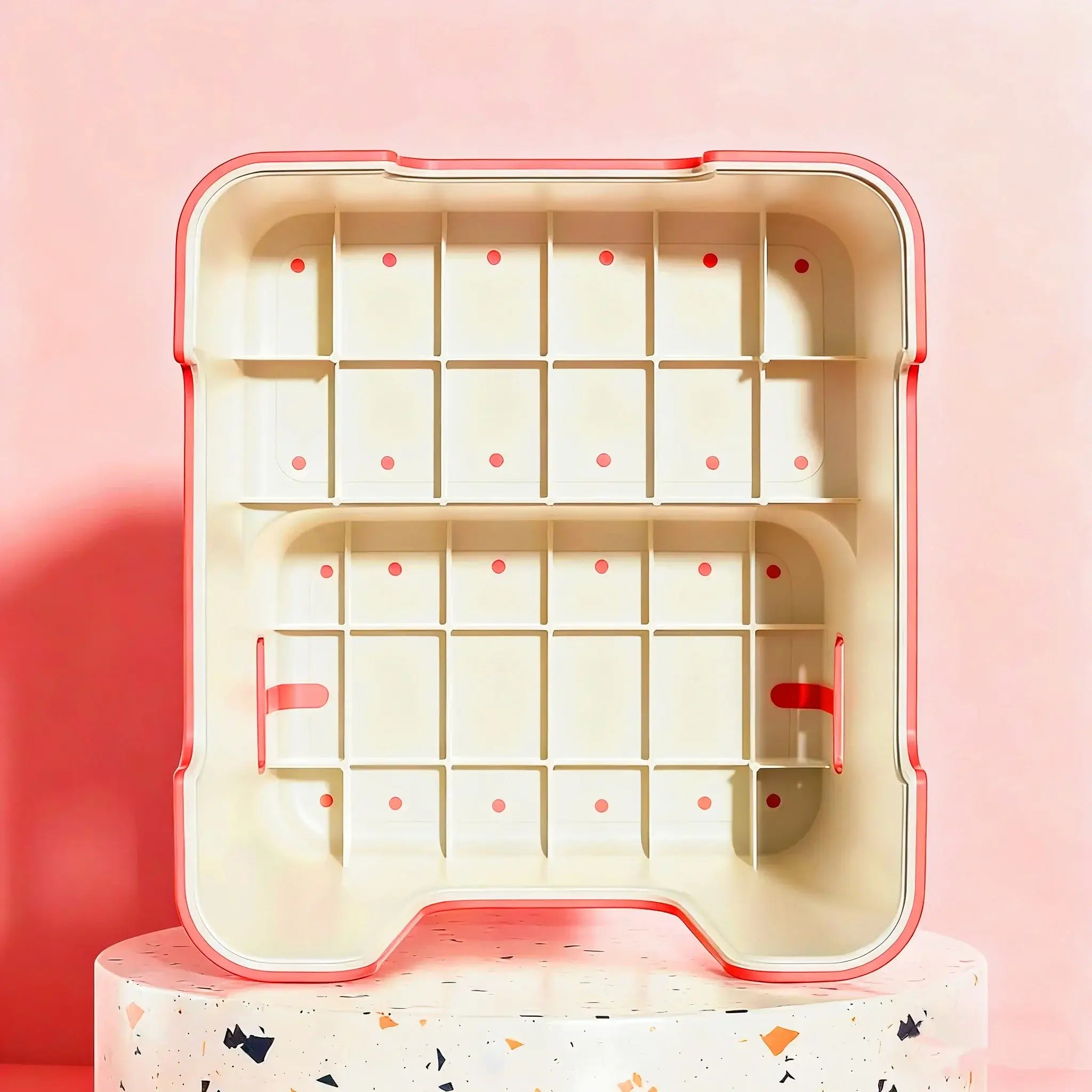 Portable dog stairs for small breeds in cream color with grid design and handles, ideal for pets reaching high places.