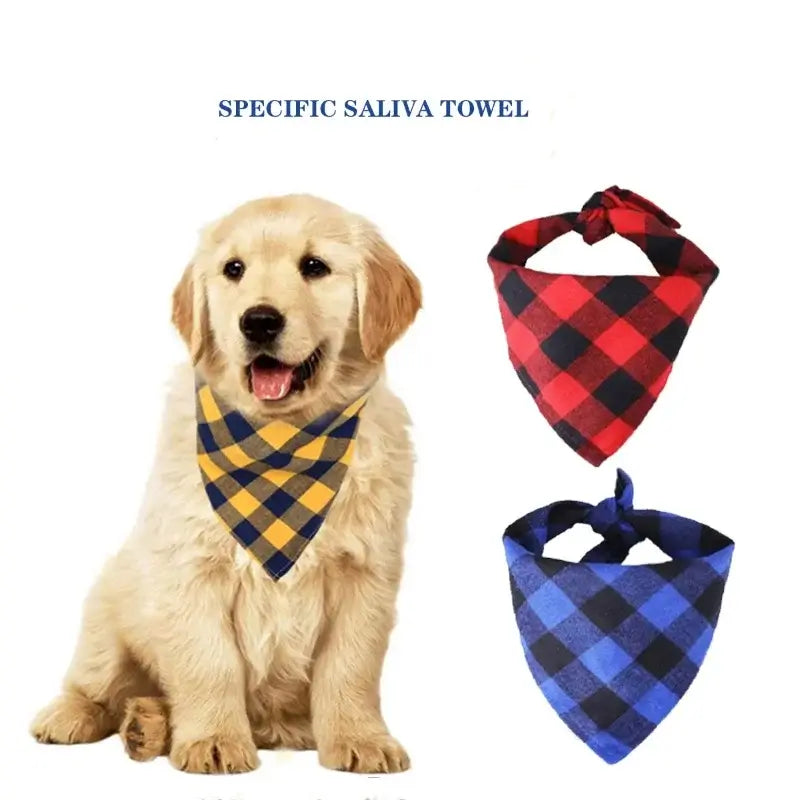 red black plaid dog bandana for pets, soft triangular saliva towel for dogs, cats, and puppies