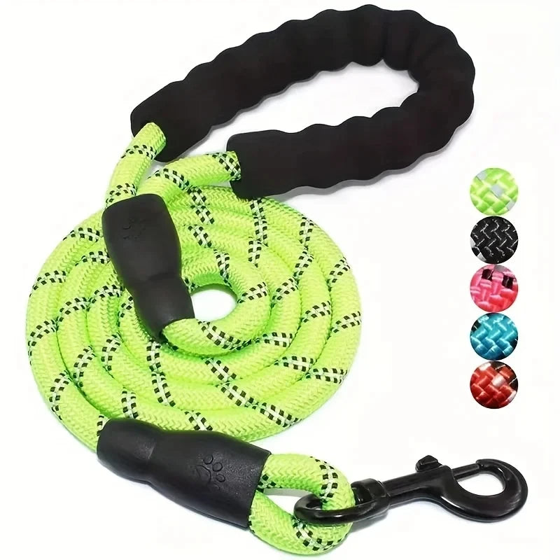 Reflective Dog Leash With Comfortable Padded Handle - Double Heavy Duty Traction Rope For Strong Dogs - Enhance Safety And Contr.