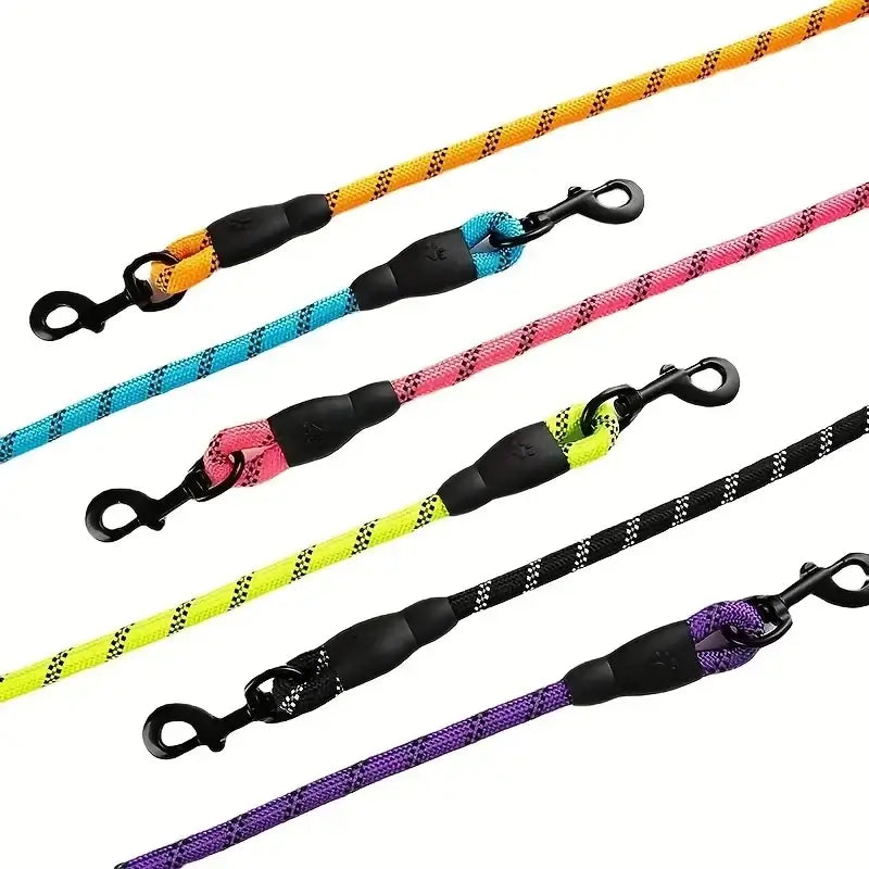 Reflective Dog Leash With Comfortable Padded Handle - Double Heavy Duty Traction Rope For Strong Dogs - Enhance Safety And Contr.