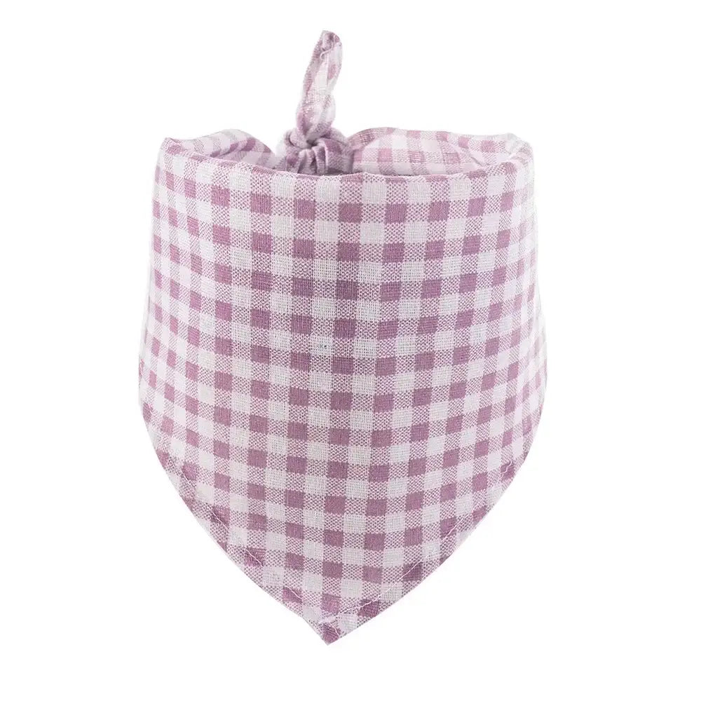 reversible dog bandana pink checkered triangle scarf for puppies and small dogs