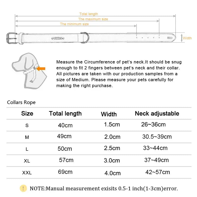 Solid Dog Collars Nylon Dog Collar For Small Medium Large Dogs Teddy Keji Pitbull Bulldog Beagle size guide with measurements.