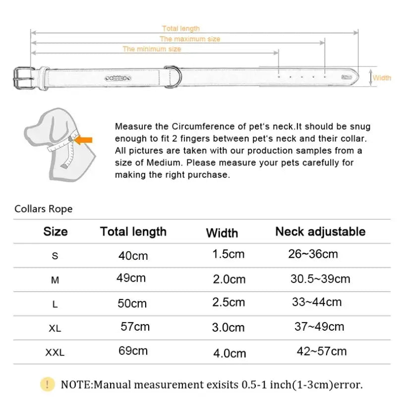 Solid Dog Collars Nylon Dog Collar For Small Medium Large Dogs Teddy Keji Pitbull Bulldog Beagle size chart and measurement.