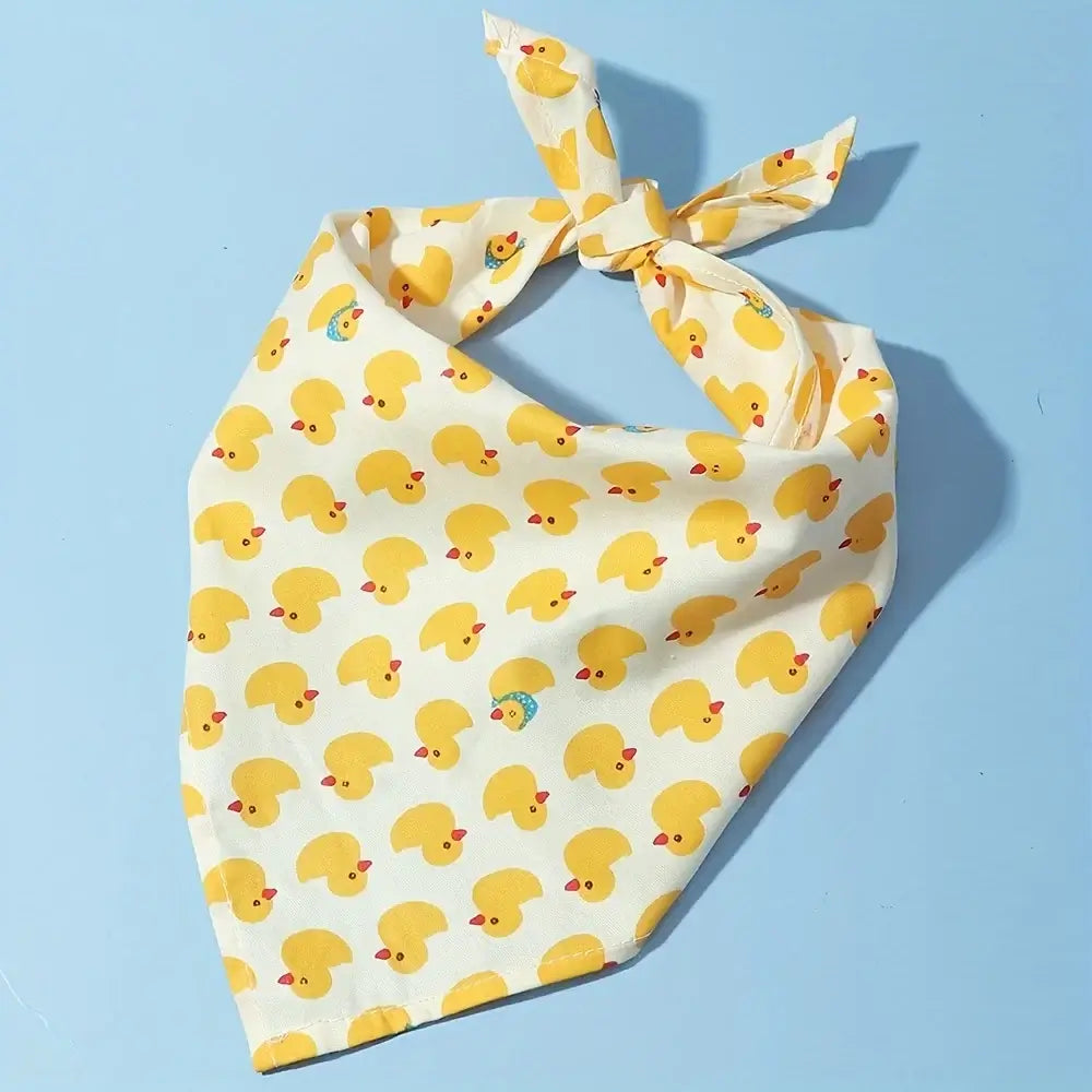 dog bandana with yellow duck print soft absorbent pet scarf for small medium and large dogs and cats