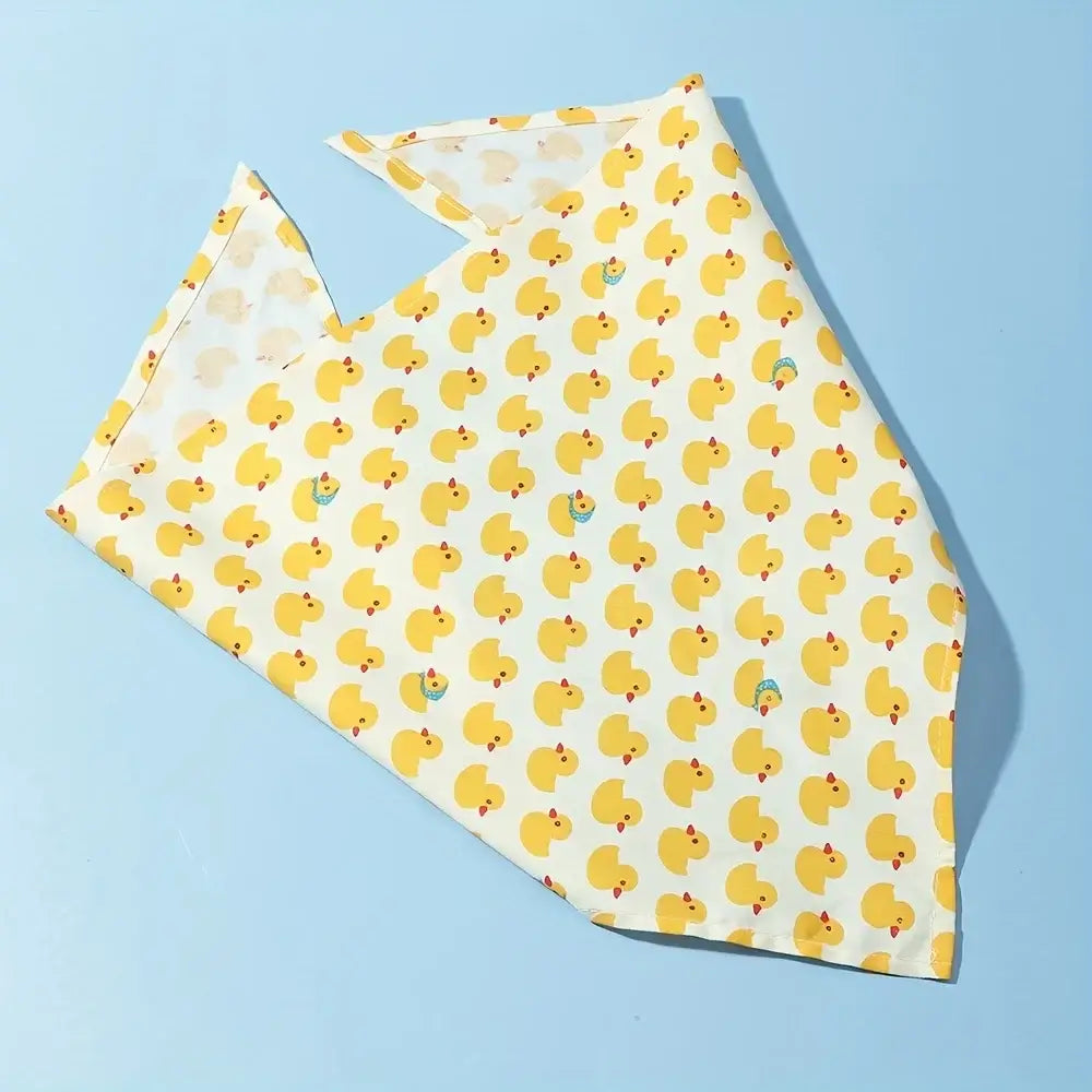 dog bandana with yellow duck pattern, soft absorbent pet scarf for small, medium, and large dogs and cats