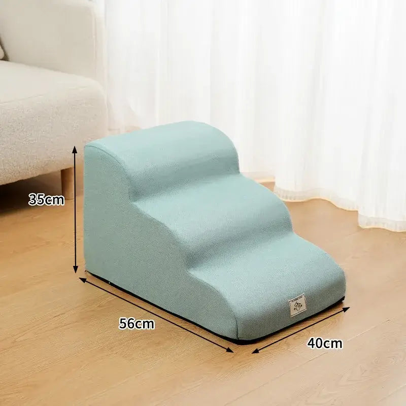Non slip dog stairs for small dogs in blue, designed for easy climbing to beds and sofas, perfect for elderly pets.