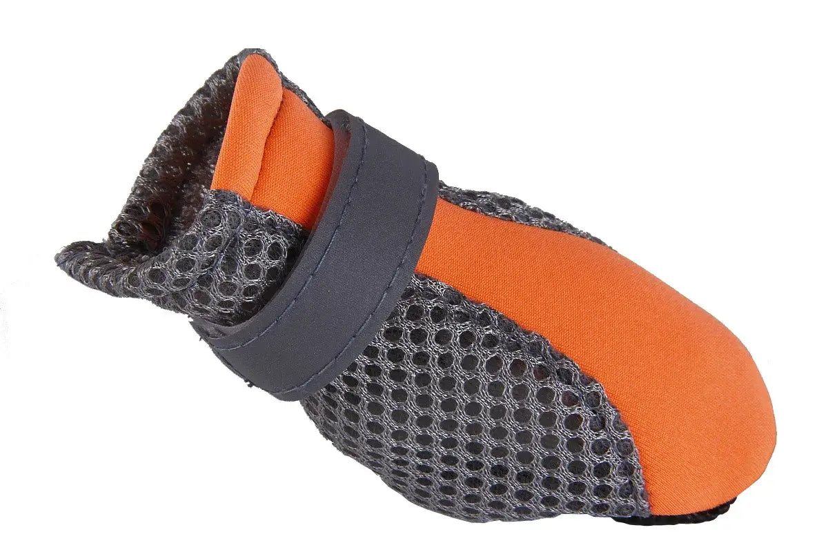 Waterproof dog boots for small pets, orange and gray anti-slip pet shoes with soft bottom for outdoor protection