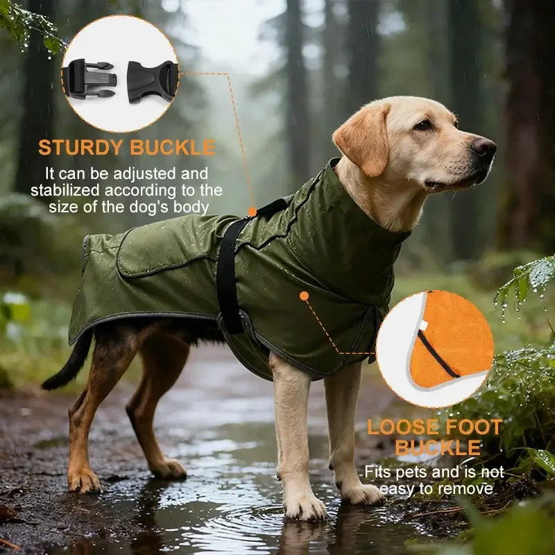 waterproof dog raincoat for all sizes with reflective strip, adjustable straps, and sturdy buckle for outdoor walks