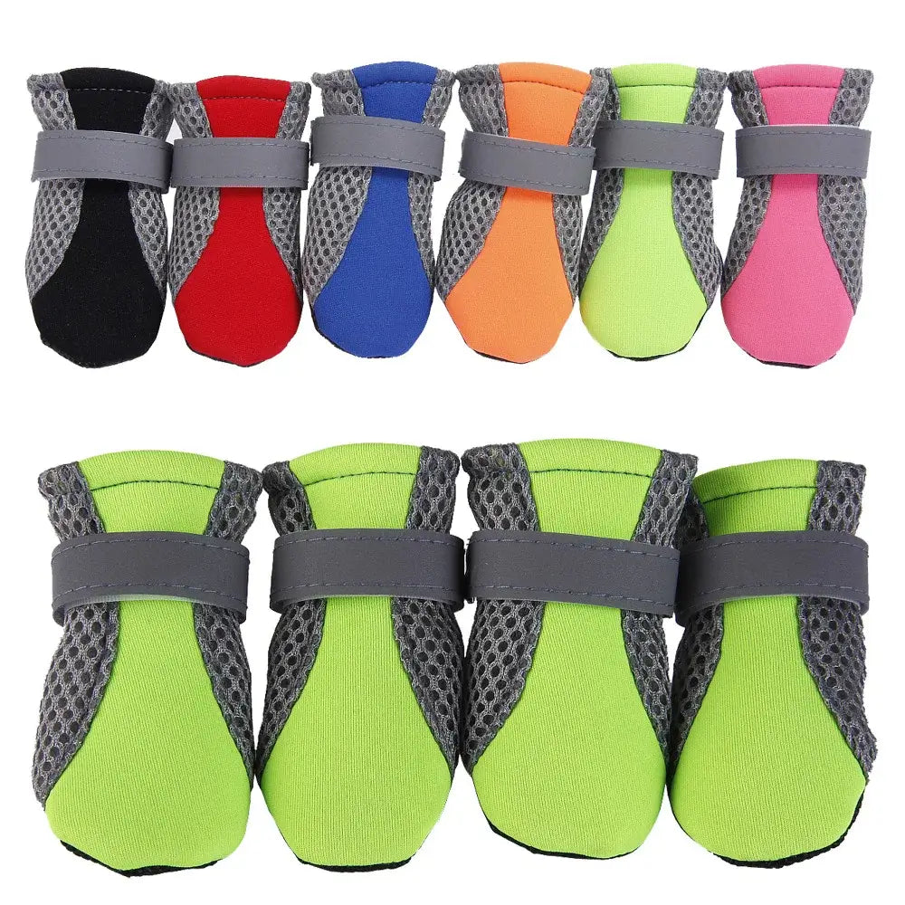 waterproof dog boots for small pets, colorful anti-slip rain shoes with soft rubber sole and secure strap