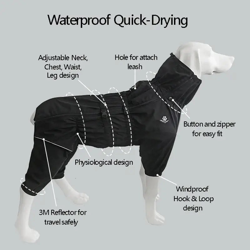 Waterproof dog winter coat with adjustable fit, 3M reflector, leash hole, and button zipper for easy fit