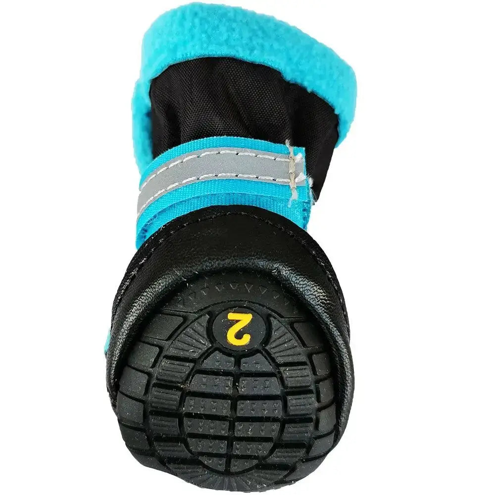 Winter dog boots for small dogs, featuring waterproof design and non-slip sole, perfect for cold weather walks.