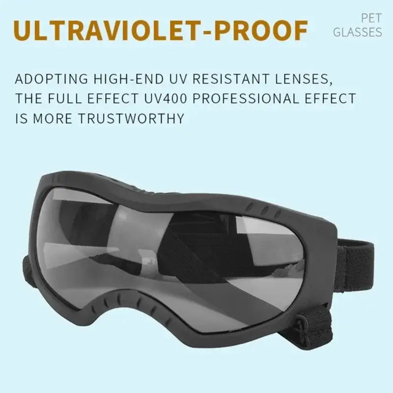UV-protected dog sunglasses with windproof goggles for outdoor eye protection and sports
