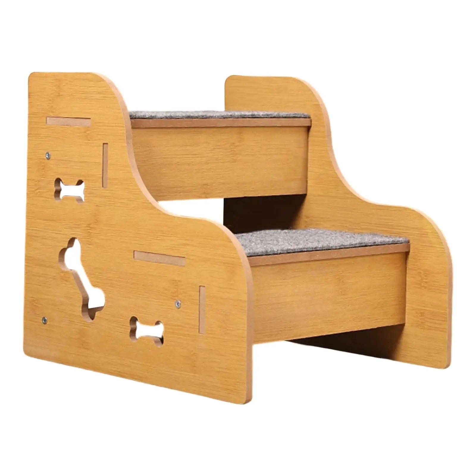 Wooden pet stairs for small dogs featuring non-slip surface and sturdy construction for easy climbing.
