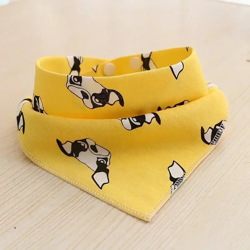 christmas dog bandana yellow cotton dog kerchief scarf with cute print, durable pet bib accessory for dogs and cats