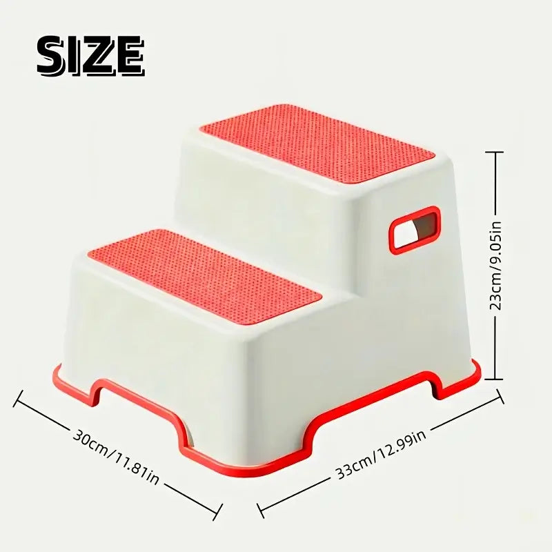 Portable dog stairs for small breeds with two steps, featuring a non-slip design and compact size for easy travel.