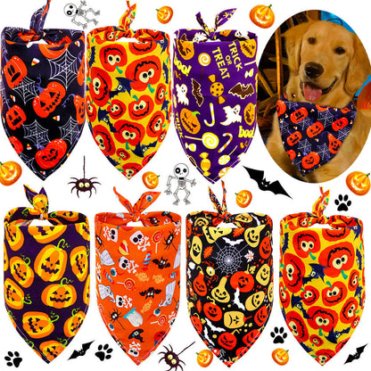 halloween dog bandanas bulk, 30pcs festive pumpkin and spooky pet bandanas for small dogs and cats