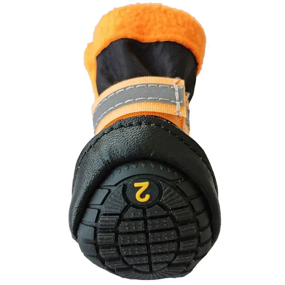 winter dog boots for small dogs - waterproof orange pet boot with antiskid sole for paw protection