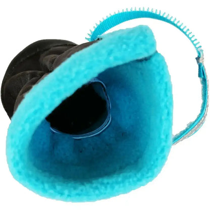 Winter dog boots for small dogs with soft interior and adjustable strap for secure fit.