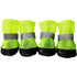 4pcs winter dog boots for small dogs in bright yellow with reflective straps and protective soles.