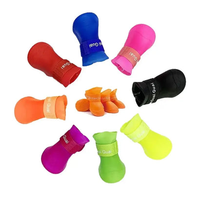 dog waterproof rain boots for small medium large dogs and cats, anti-slip rubber pet shoes, 4pcs set