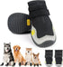 Waterproof outdoor dog boots for medium and large dogs, featuring non-slip soles and adjustable straps for secure fit.