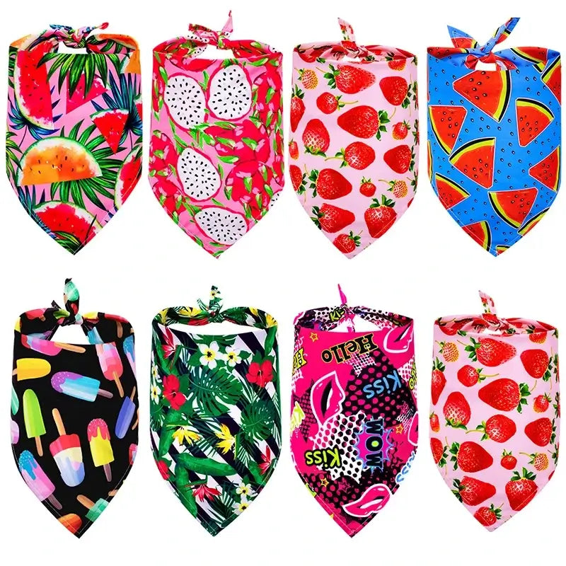 bulk dog bandanas set of 50 colorful summer dog scarves for small dogs and cats, assorted fruit prints