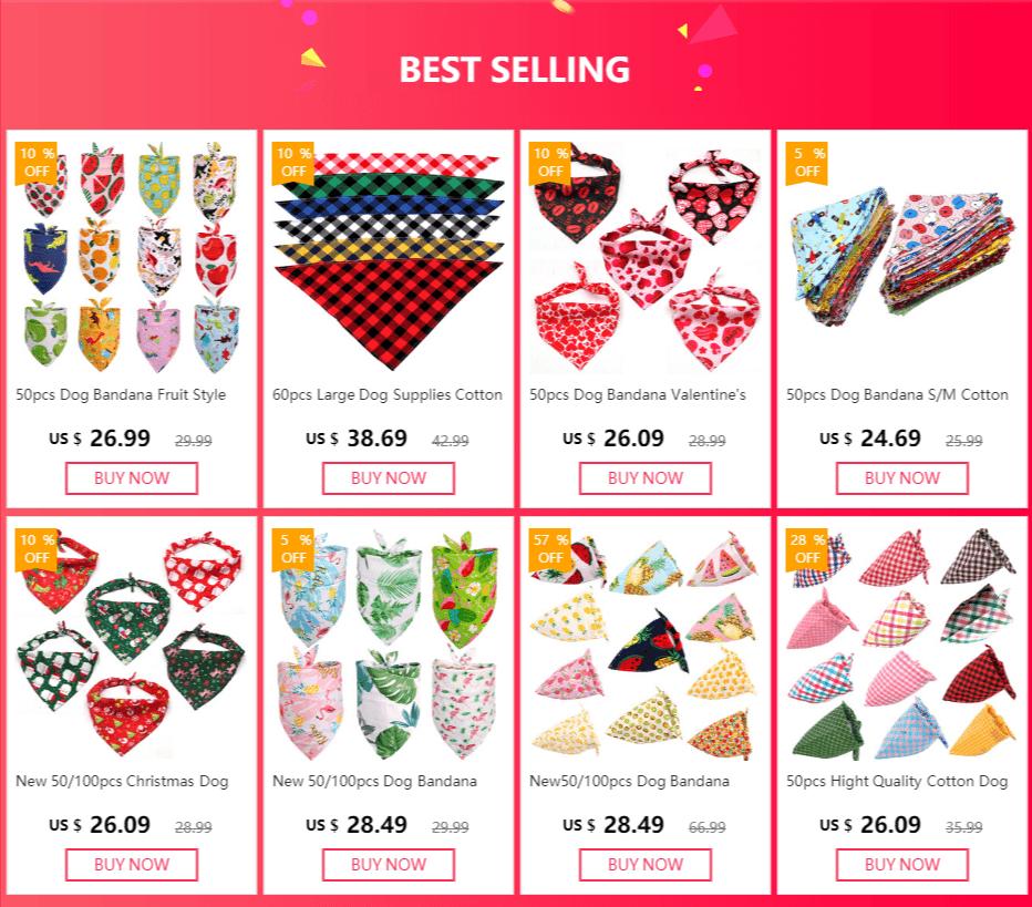 bulk dog bandanas set of 50 colorful summer pet scarf accessories for small dogs and cats