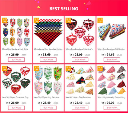 bulk dog bandanas set of 50 colorful summer pet scarf accessories for small dogs and cats