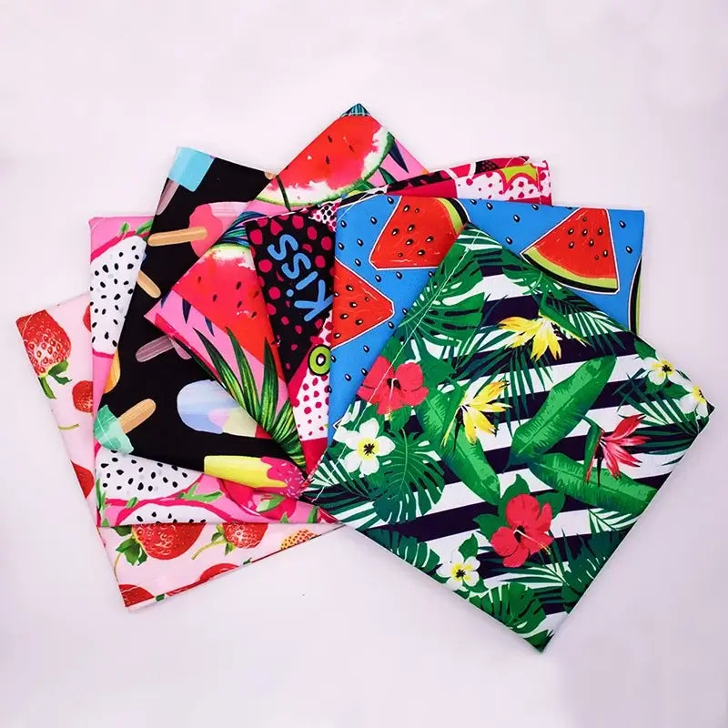 bulk dog bandanas, colorful summer pet bandanas with tropical and fruit prints for small dogs and cats