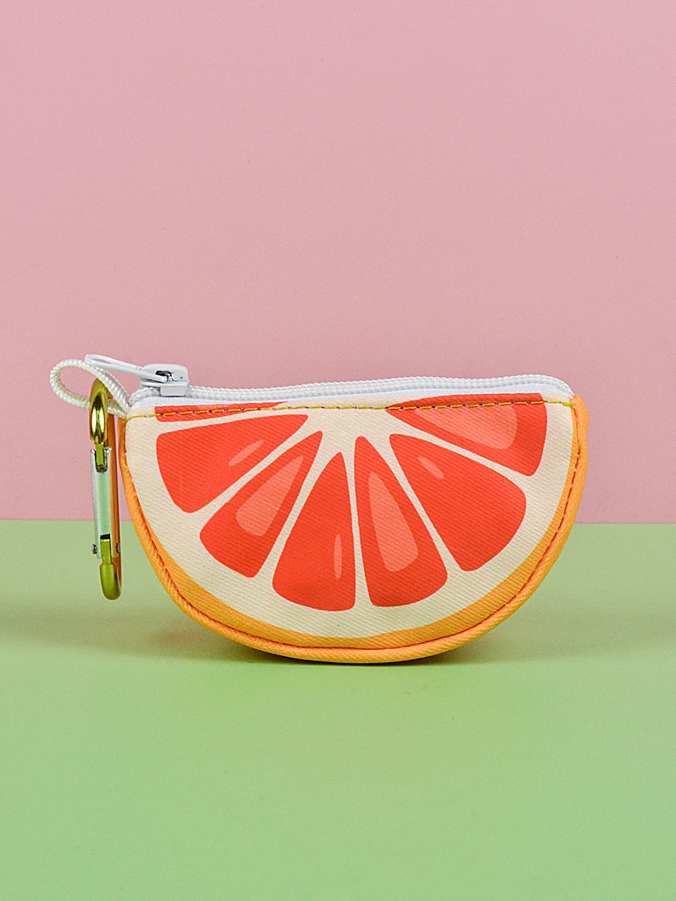 Grapefruit L dog poop bag holder dispenser with cute abstract print, zipper pouch and leash clip