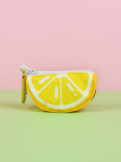 Lemon dog poop bag holder dispenser with abstract designer print, cute pet poop bag holder, size L, for dog leashes