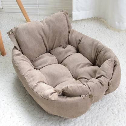 3 in 1 dog bed mat brown removable cover soft warm pet sofa for dogs and cats, cozy winter sleeping bed