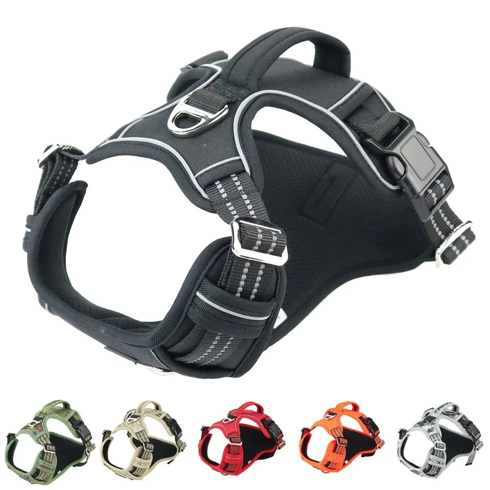 Reflective Pet Dog Harness 1000D Oxford Cloth Service Dog Vest with Vertical Handle Adjustable Dog Collars For Big Medium Dogs