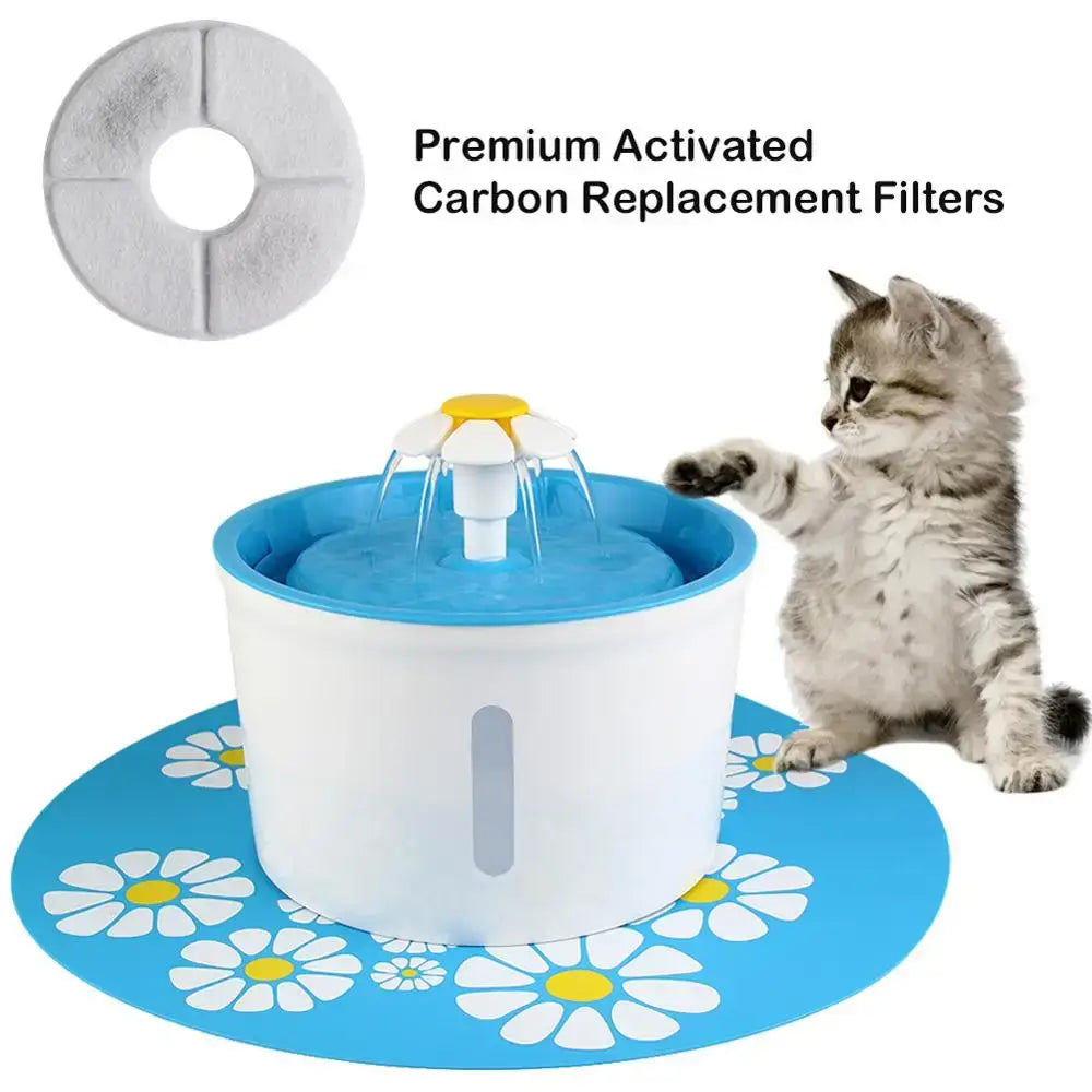 automatic cat water fountain 1.6L with activated carbon filter, 3 water flow settings, for cats and small dogs