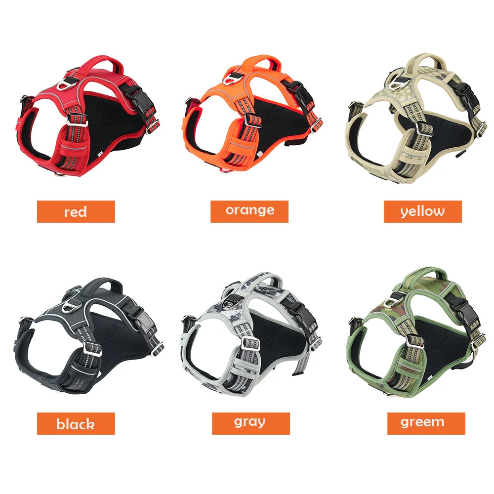 Reflective Pet Dog Harness 1000D Oxford Cloth Service Dog Vest with Vertical Handle Adjustable Dog Collars For Big Medium Dogs