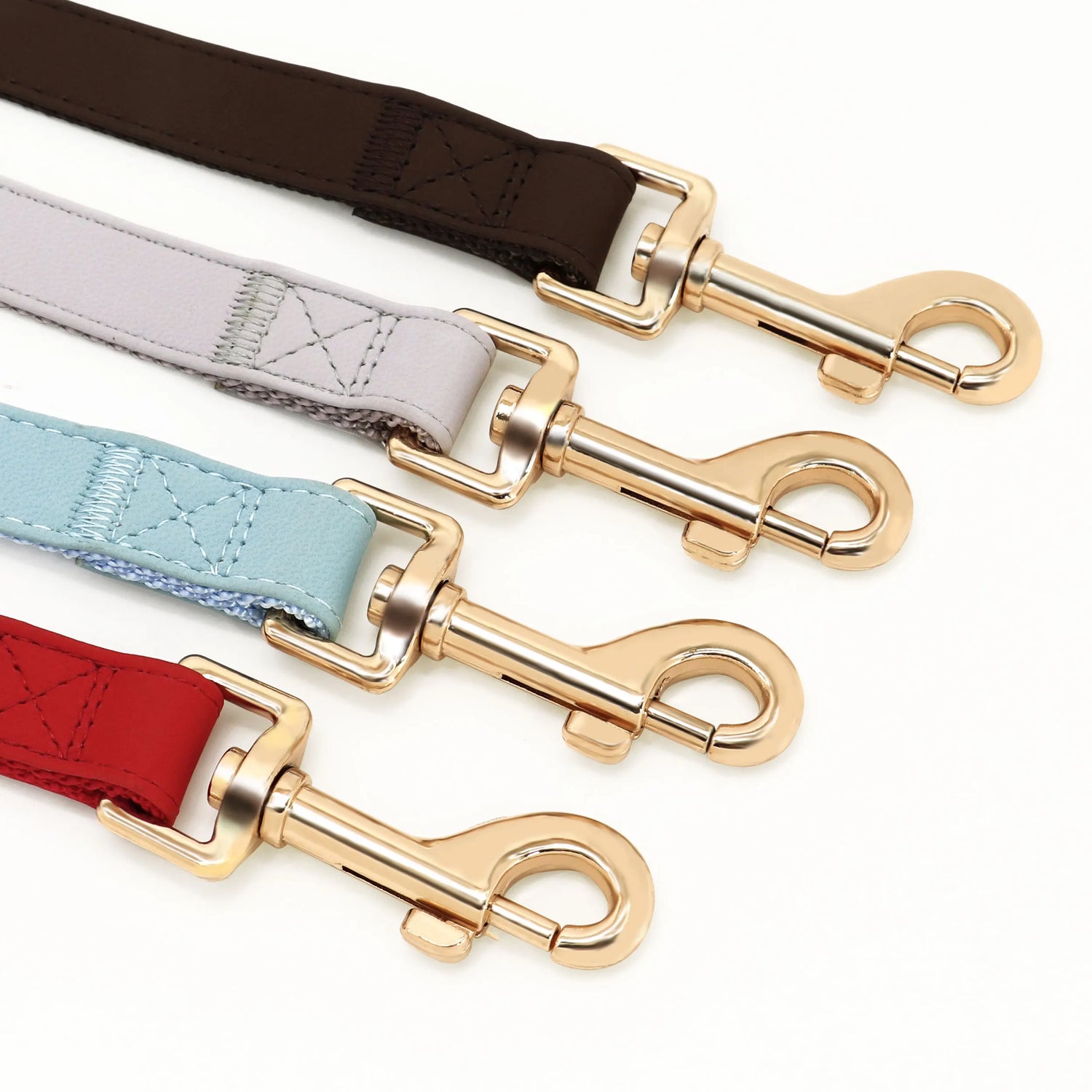 personalized no pull dog harness leash set with gold swivel clips, durable leather leash for small medium large dogs