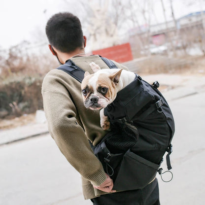 breathable dog backpack carrier for small dogs, black puppy carrier backpack for outdoor travel and walking
