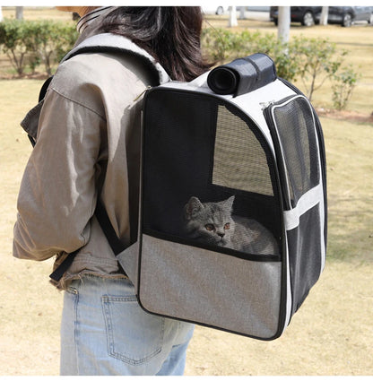 breathable cat carrier backpack for travel, foldable outdoor pet backpack with mesh windows for small cats and dogs