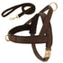 personalized no pull dog harness leash set brown leather adjustable pet vest with free engraving for small medium large dogs