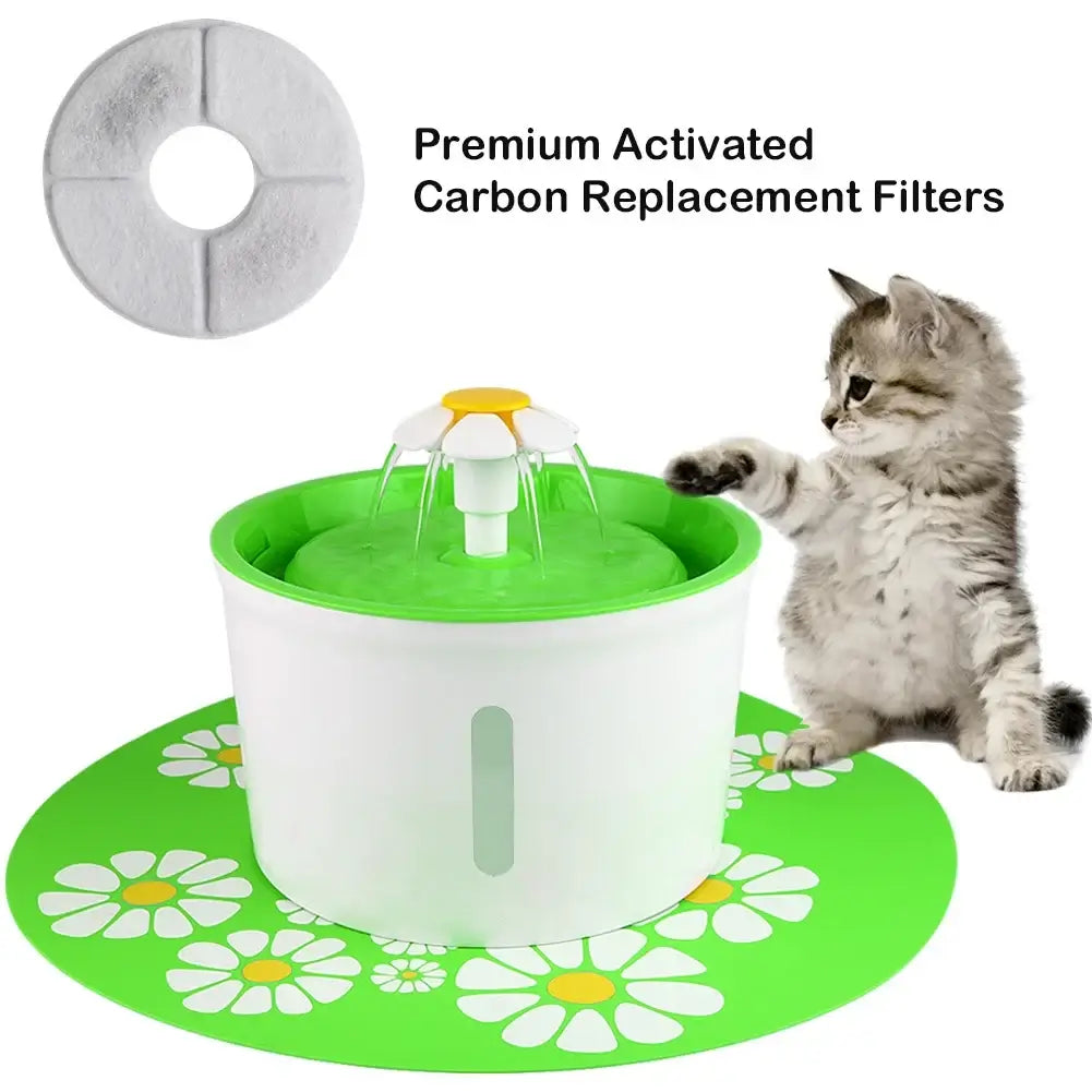 automatic cat water fountain with premium activated carbon replacement filters, 1.6L pet water dispenser for cats and dogs
