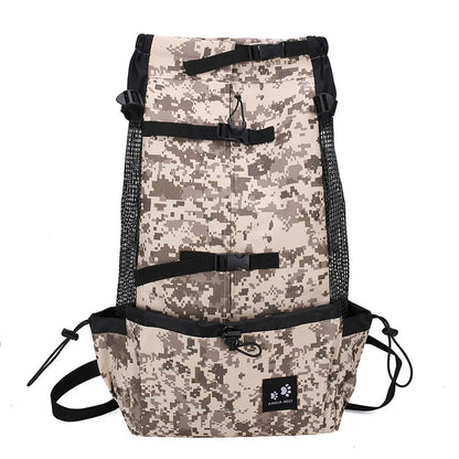 Breathable dog backpack carrier for small dogs, camouflage outdoor travel pet backpack with zipper and adjustable straps