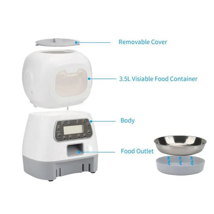 automatic pet feeder with app 3.5L smart dog and cat food dispenser with stainless steel bowl and timer