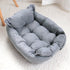 Gray 3 in 1 dog bed mat with removable cover, soft cushioned winter pet sofa bed for dogs and cats