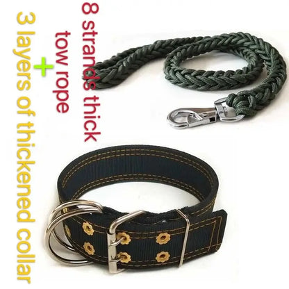 Large dog harness with thick tow rope and padded adjustable collar for pit bull and big dogs